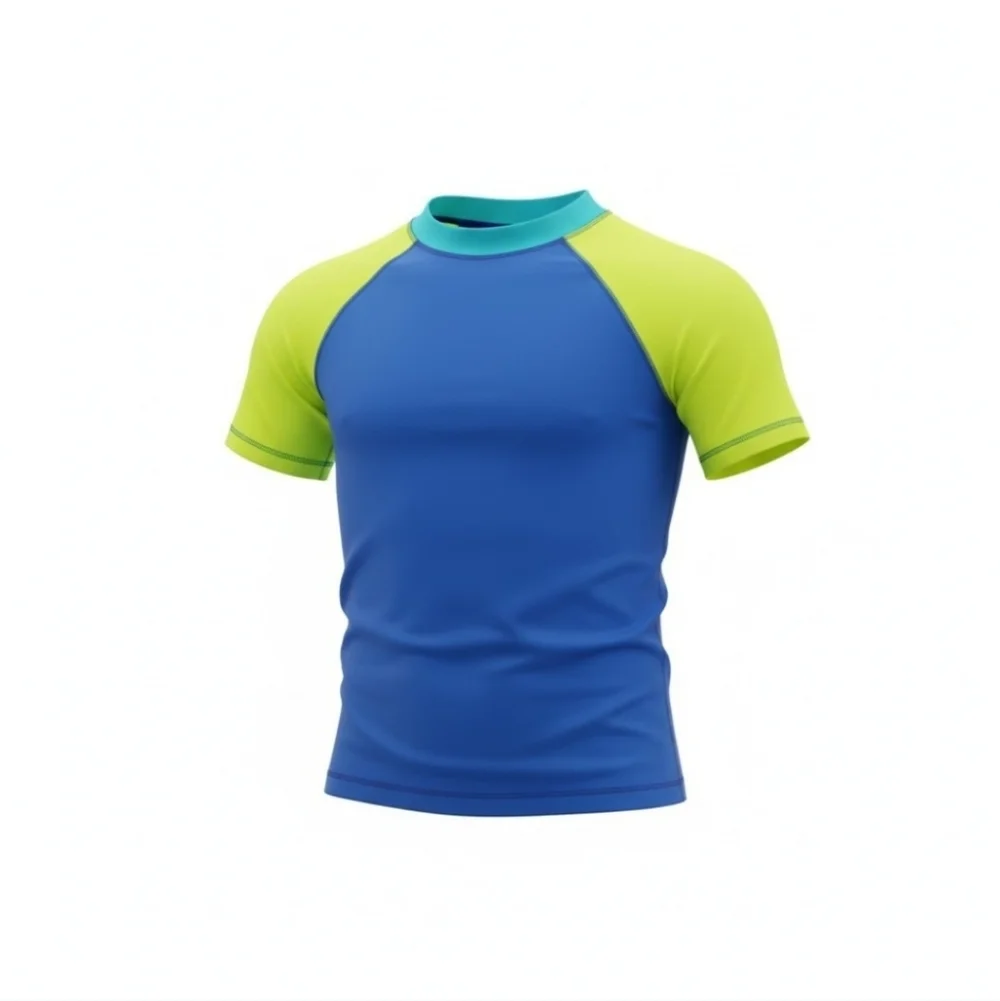 Lands' End Blue & Yellow Kids Rash Guard (Swim Shirt) Size XXS (2-3) NWOT